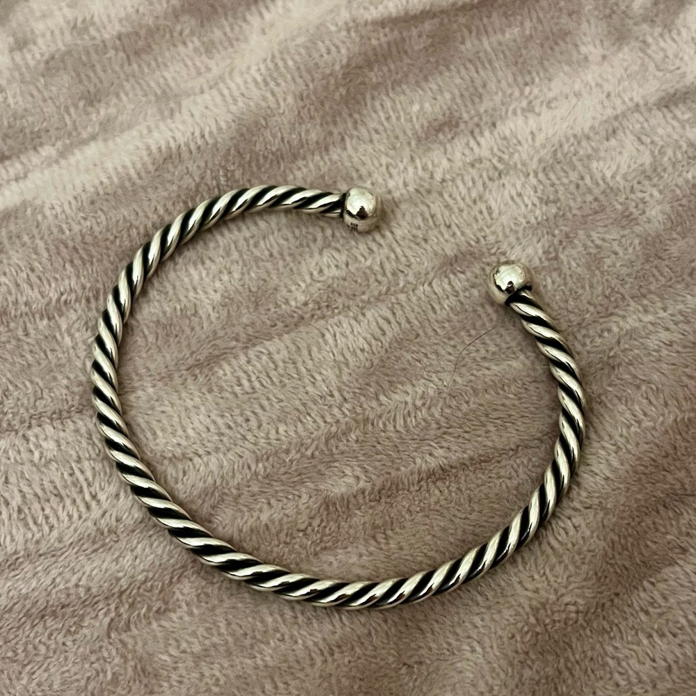 Retired James Avery Twisted Rope Cuff Bracelet Sterling Silver